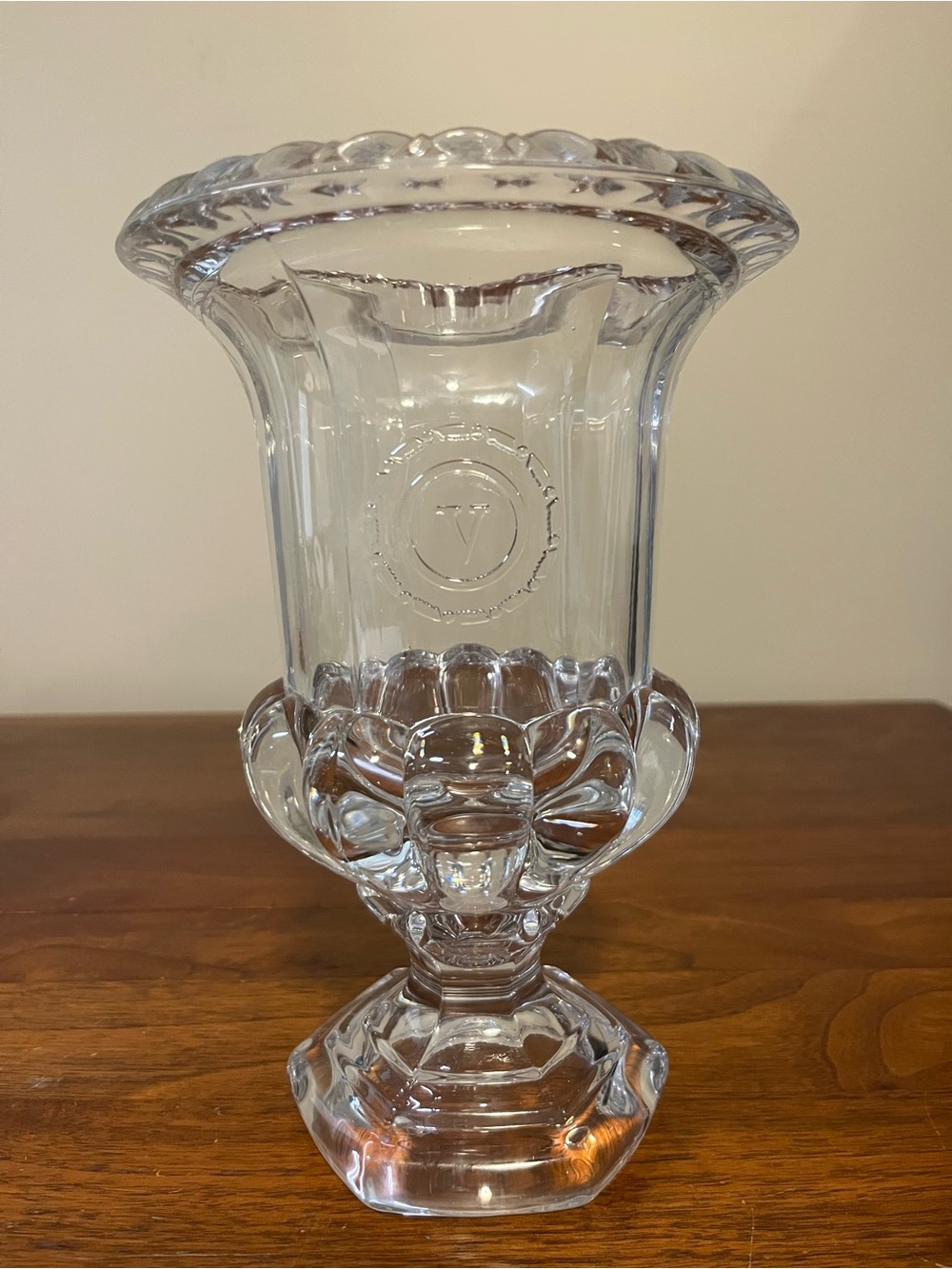 Vintage Val Saint Lambert Belgian Crystal Vase 9” Pedestal Clear Art Glass - Picture 2 of 7